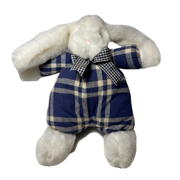 Bunnies By The Bay Reg# PA3261 Limited EDITION White Blue Plaid Large 12 In Bow - Picture 1 of 8